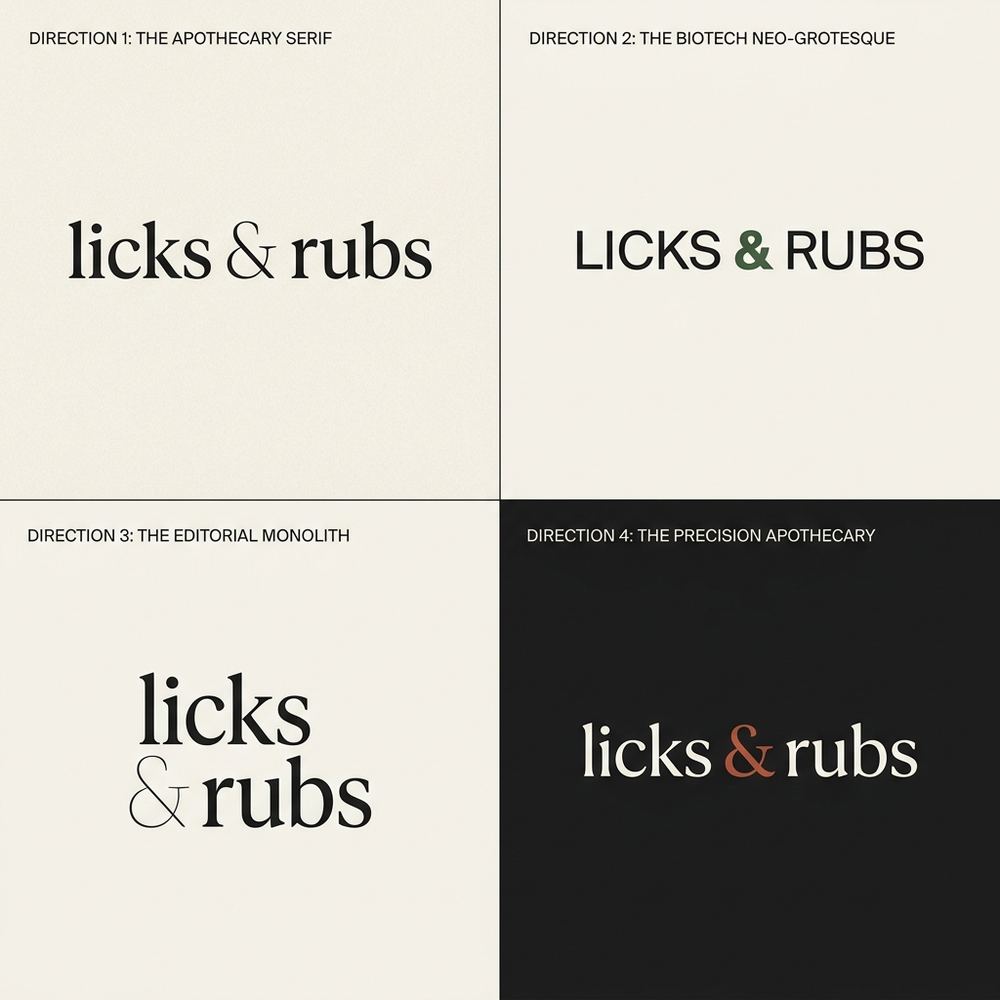 Licks and Rubs wordmark directions