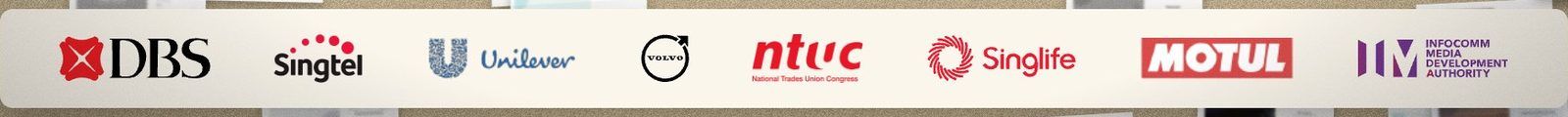 DBS, Singtel, Unilever, Volvo, NTUC, Singlife, Motul and IMDA