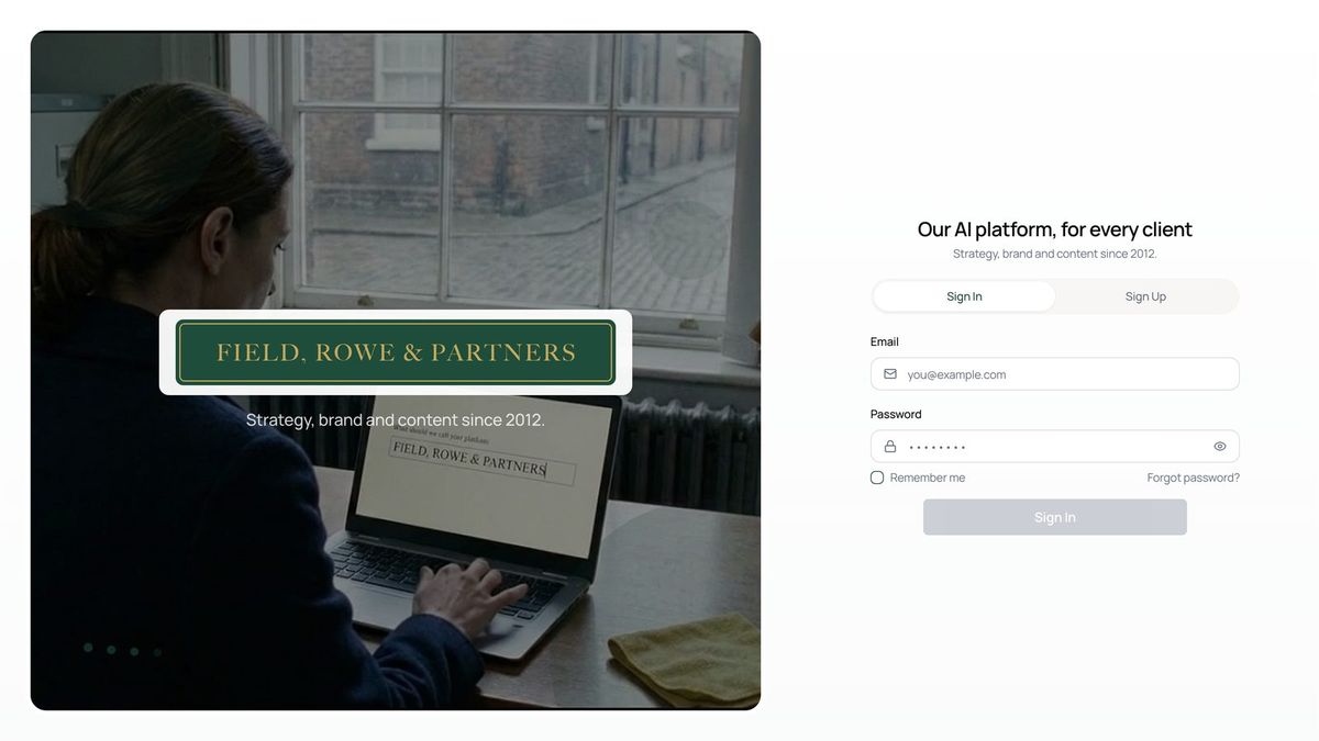 A white-label sign-in page in the firm’s own colours