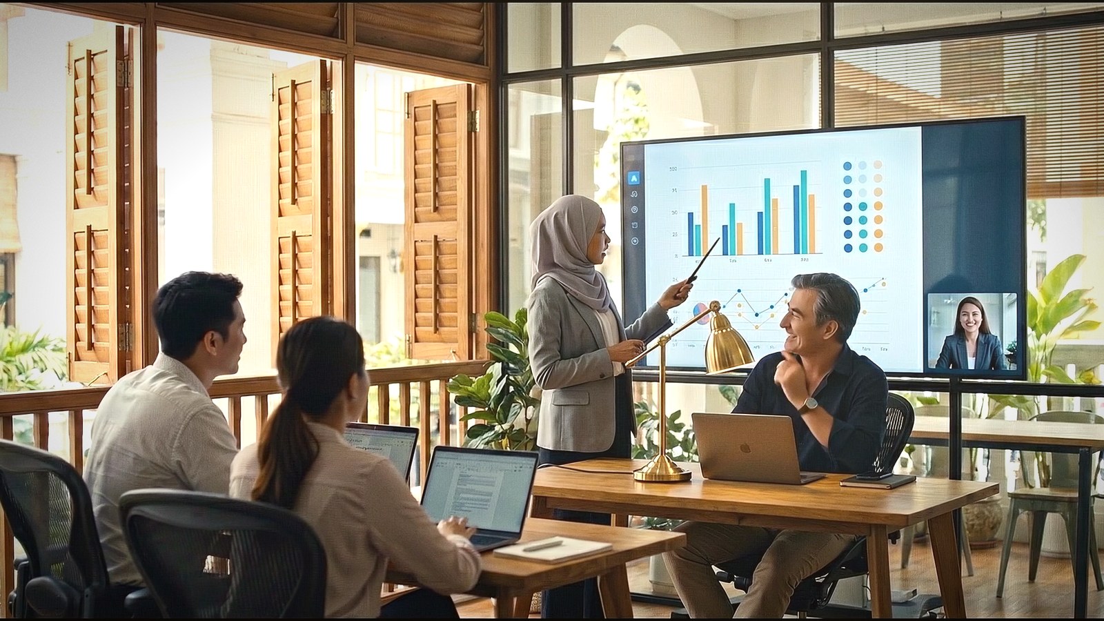 An analyst presenting the buyer-panel results to the founding partner and the client