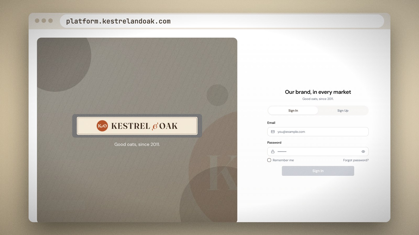 The brand’s own sign-in page, where the team and its agencies sign in